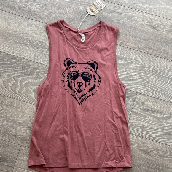 Women's Pink Bear Graphic Tank Top - Picture 1 of 4